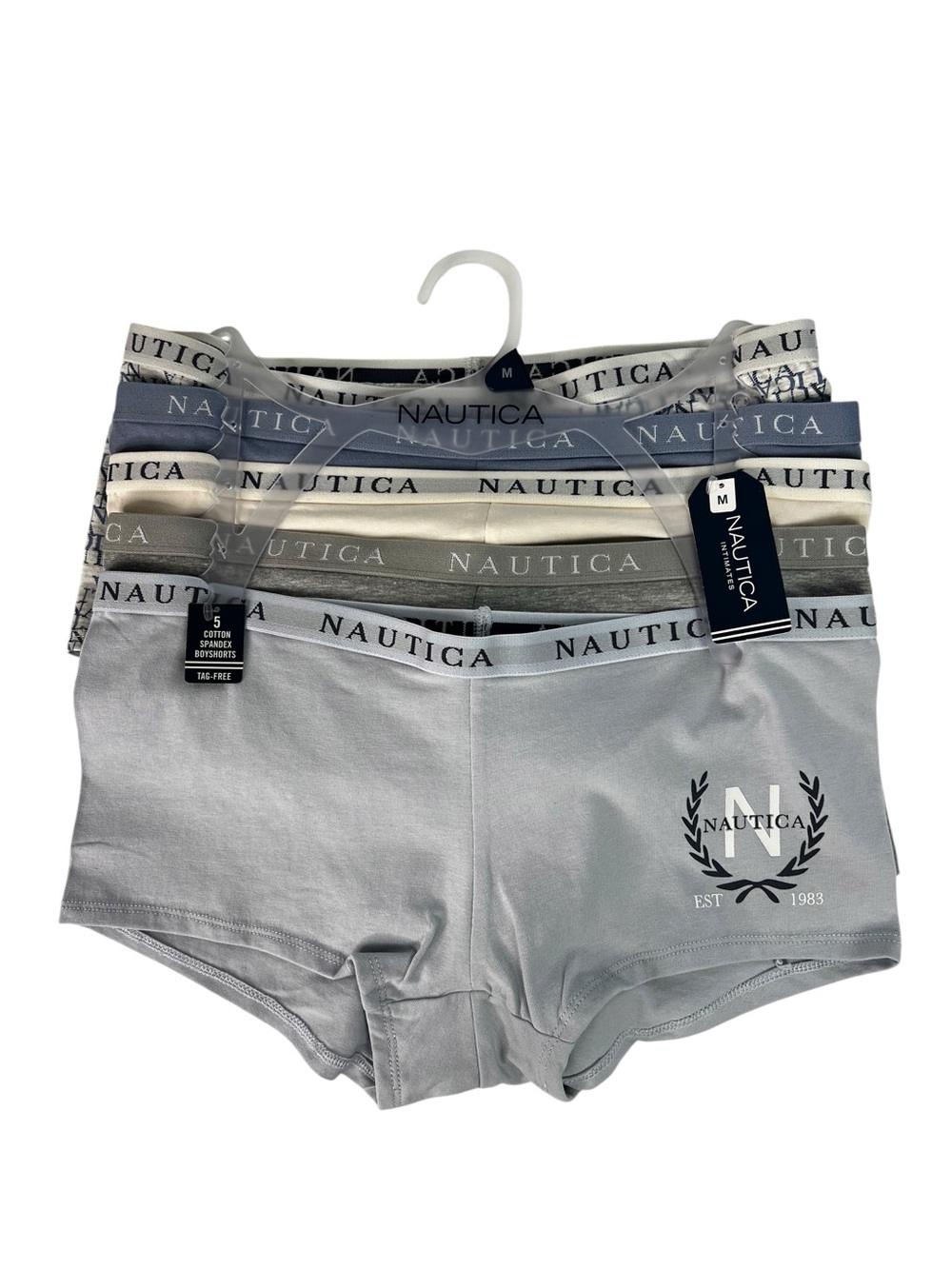 Nautica Women’s Panties Sz Medium Pkg/5 Boyshorts Tag-Free Multi Colors